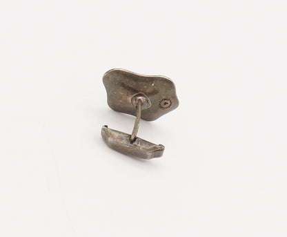 TAXCO 925 Sterling Silver  Vintage Branch Carved On Hammered Cuff Links TR3524