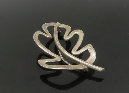 CHINESE 925 Sterling Silver  Vintage Floral Leaf Outline Brooch Pin  BP8902