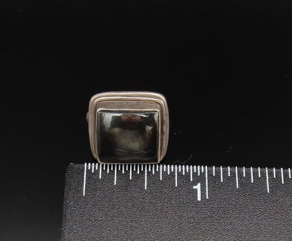 925 Sterling Silver  Vintage Inlaid Square Hematite Stud Earrings  EG11869