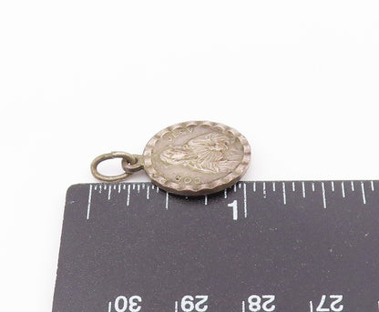 925 Sterling Silver  Vintage Petite Round Religious Figures Pendant  PT17150