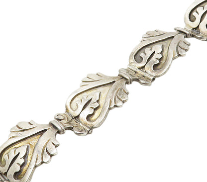 MARICELA TAXCO 925 Silver  Vintage Love Heart Hinge Chain Bracelet  BT6343