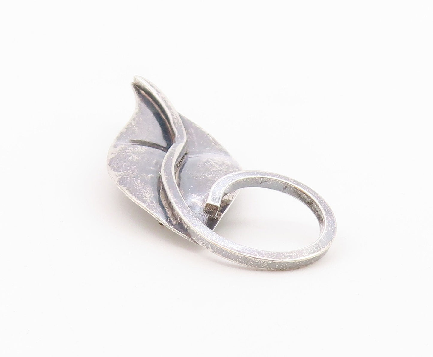 925 Sterling Silver  Vintage Dark Tone Single Leaf Motif Brooch Pin  BP3696