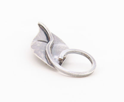 925 Sterling Silver  Vintage Dark Tone Single Leaf Motif Brooch Pin  BP3696