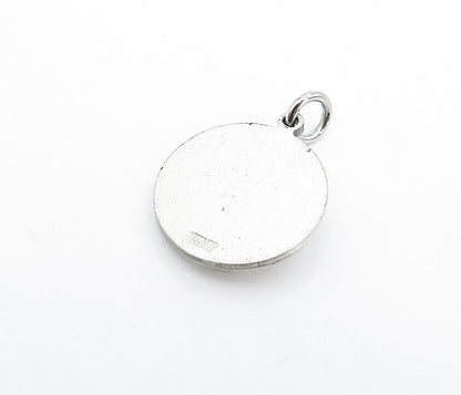 925 Sterling Silver  Vintage Saint Stephen Stamped Round Drop Pendant  PT4207