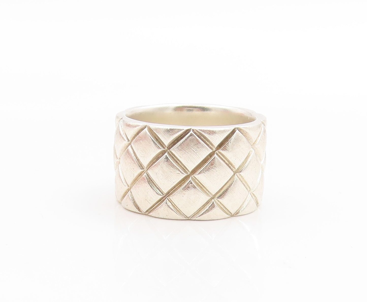 925 Sterling Silver Vintage Ring MICHAEL DAWKINS Quilted Band  Sz 6.5  RG34108