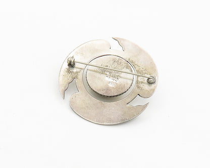 MEXICO 925 Sterling Silver  Vintage Shiny Two Tone Dome Brooch Pin  BP7219