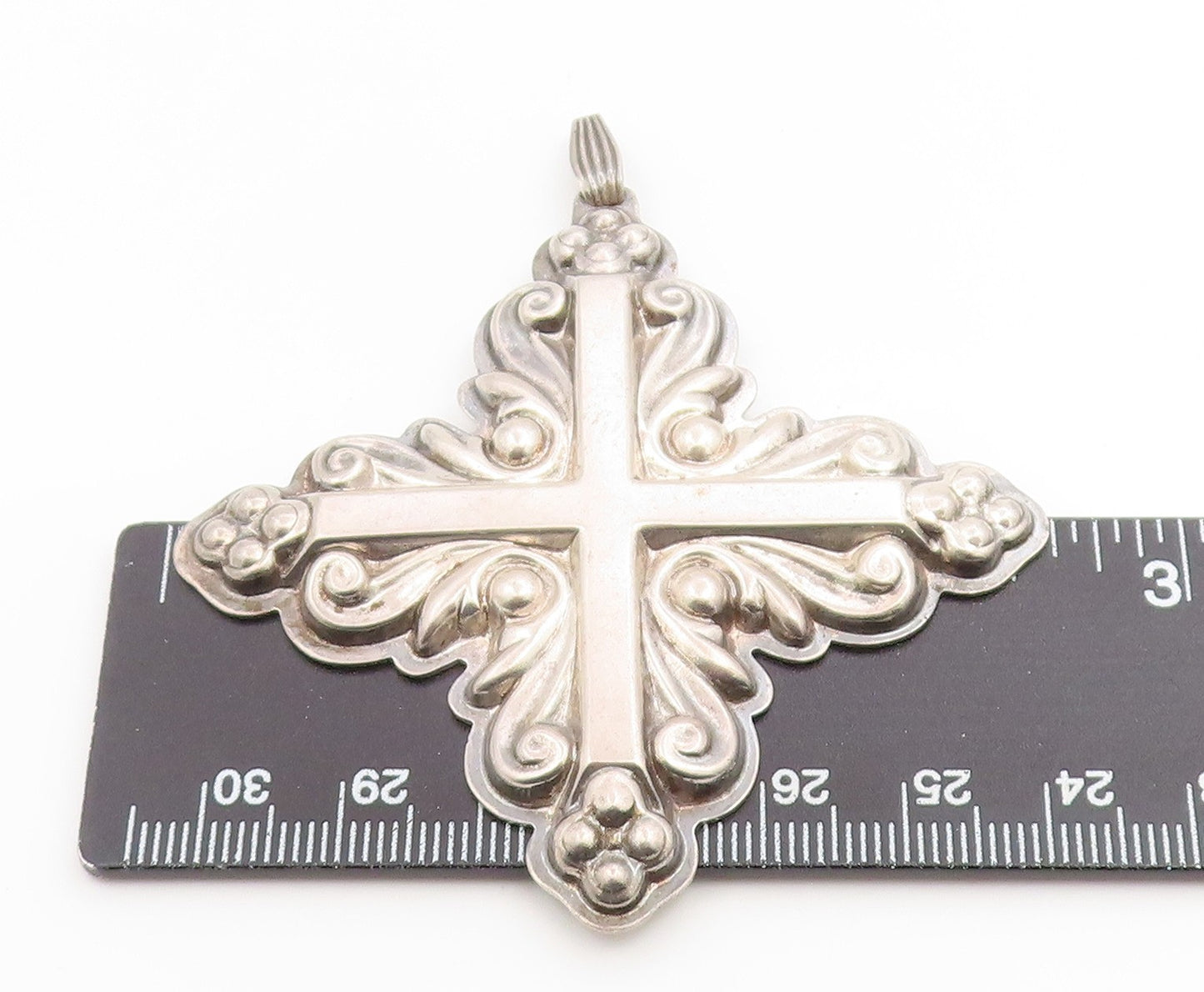 925 Sterling Silver Vintage Pendant REED & BARTON 1983 Christmas Cross  PT26302