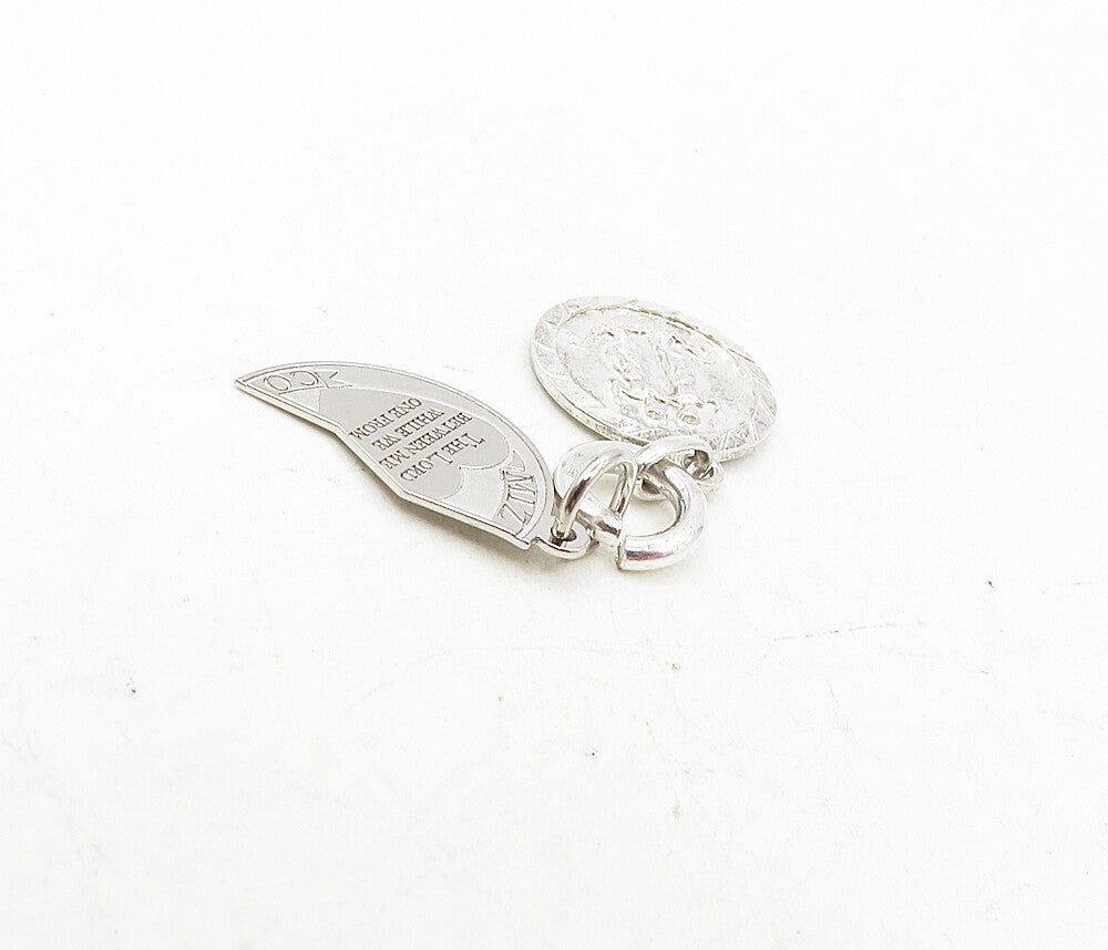 925 Sterling Silver  Vintage Shiny Petite Religious Quote Pendant  PT6710