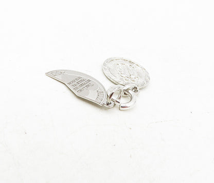 925 Sterling Silver  Vintage Shiny Petite Religious Quote Pendant  PT6710