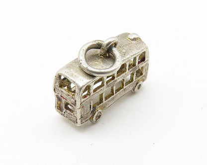 925 Sterling Silver  Vintage Petite Double Decker Bus Motif Pendant  PT8203