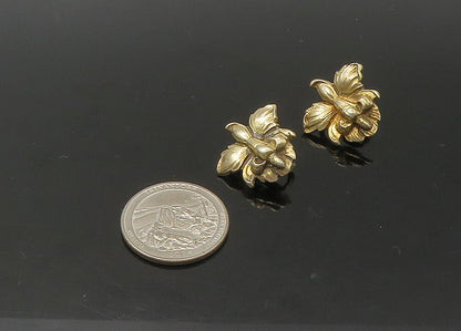 925 Sterling Silver  Vintage Flower Motif Non Pierce Drop Earrings  EG10972