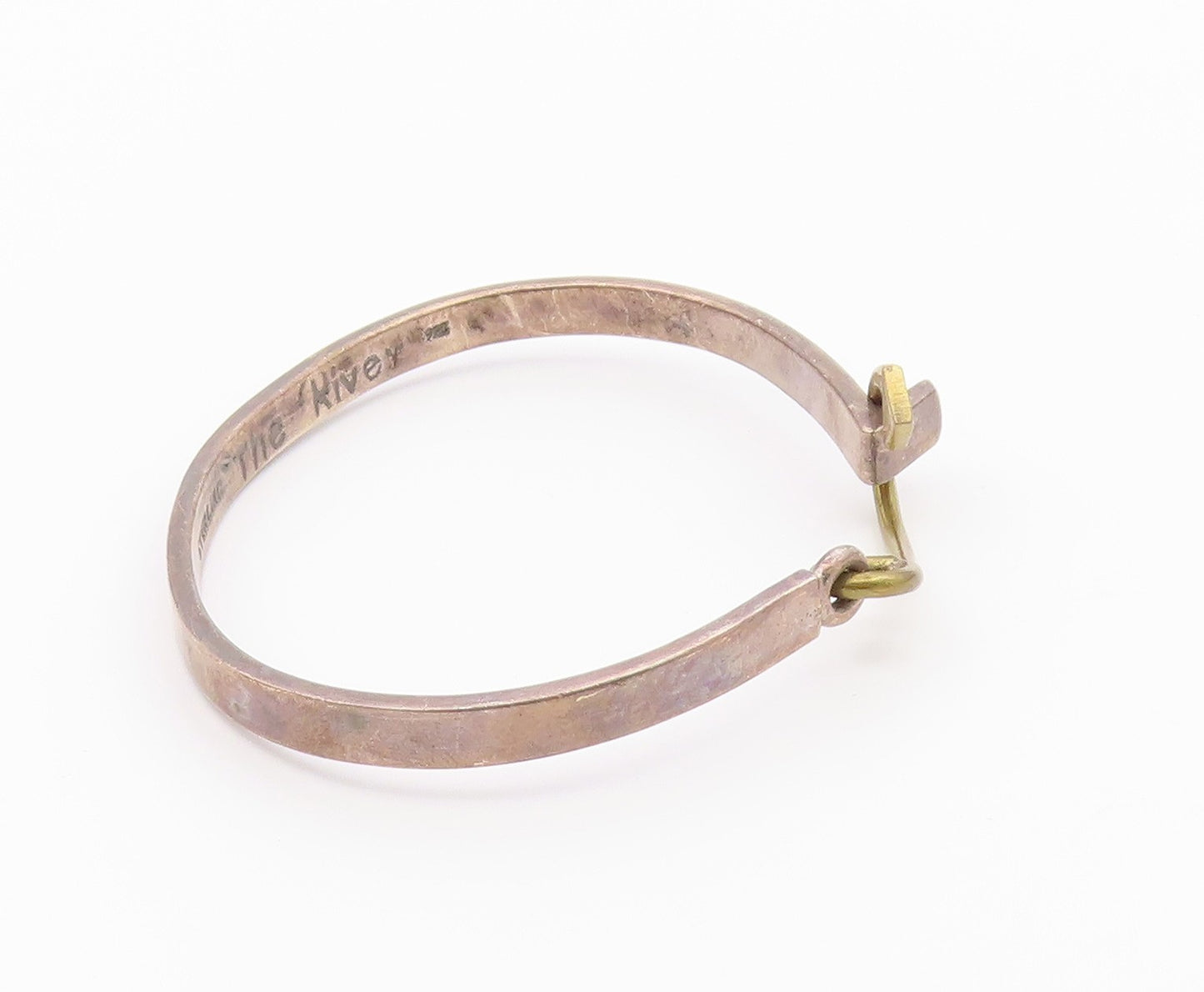 925 Sterling Silver  Vintage The River 2 Tone Arrow Bangle Bracelet  BT8925