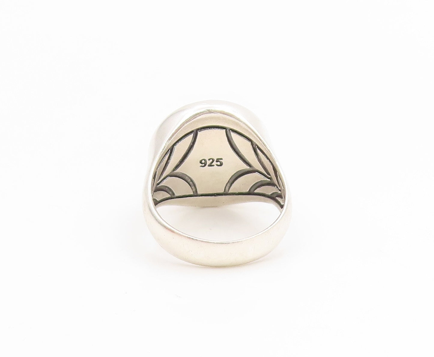 925 Sterling Silver Vintage Ring Carved Nautical Compass Signet  Sz 9.5  RG34415