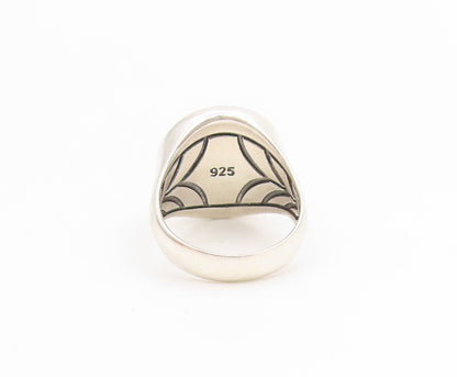 925 Sterling Silver Vintage Ring Carved Nautical Compass Signet  Sz 9.5  RG34415