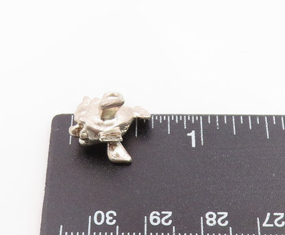 925 Sterling Silver Vintage Pendant Classic Etched Tropical Fish Charm  PT26262