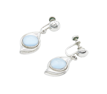 AMCO 925 Sterling Silver  Cat's Eye Blue Topaz Non Pierce Earrings  EG7558