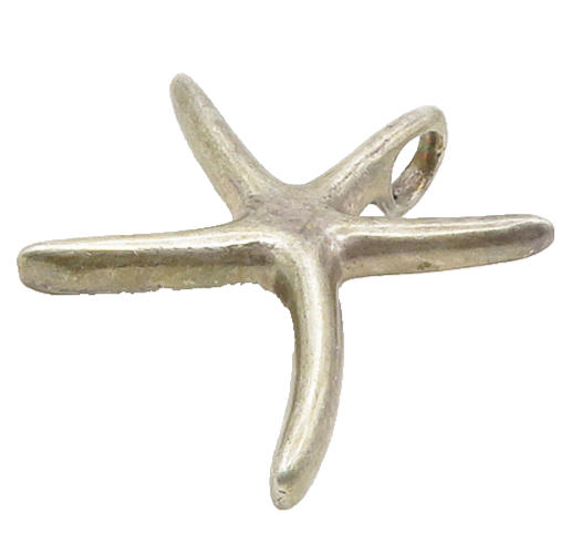 925 Sterling Silver  Vintage Dark Tone Smooth Starfish Motif Pendant  PT13981