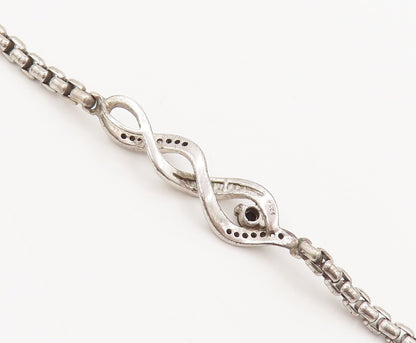 925 Sterling Silver  Vintage Swirly DNA Black White Diamonds Bracelet  BT10130