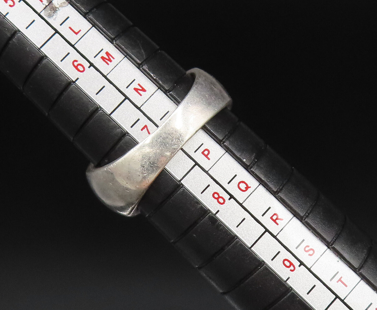 925 Silver  Vintage Ribbed Center & Cubic Zirconia Edge Ring Sz 7  RG25801