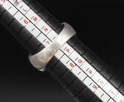 925 Silver  Vintage Ribbed Center & Cubic Zirconia Edge Ring Sz 7  RG25801