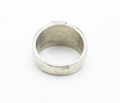 MEXICO 925 Sterling Silver Vintage Sculpted Detail Band Ring Sz 7 RG5502