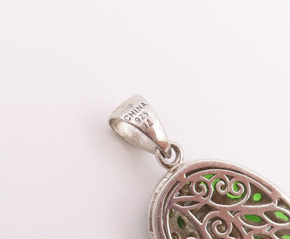 925 Sterling Silver Vintage Pendant Elegant Peridot & Topaz Angel Wing  PT26485