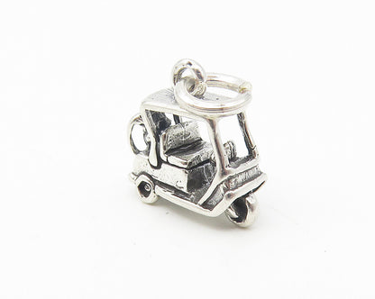 925 Sterling Silver  Vintage Shiny Petite Golf Cart Sports Pendant  PT9077