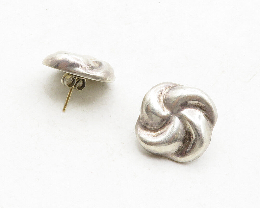 BARRA 925 Silver & 14K GOLD  Vintage Shiny Floral Swirl Drop Earrings  EG6662