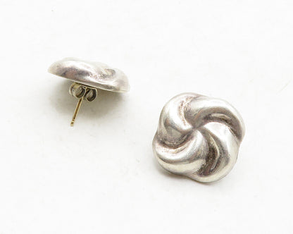 BARRA 925 Silver & 14K GOLD  Vintage Shiny Floral Swirl Drop Earrings  EG6662