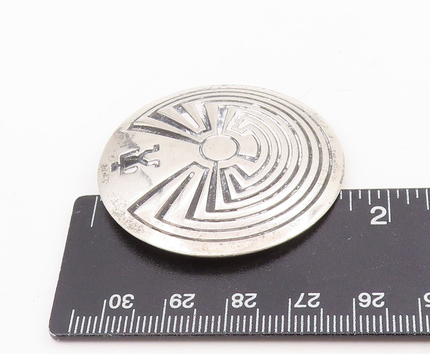 925 Sterling Silver Vintage Brooch Pin SOUTHWESTERN Hopi Man In The Maze BP12224