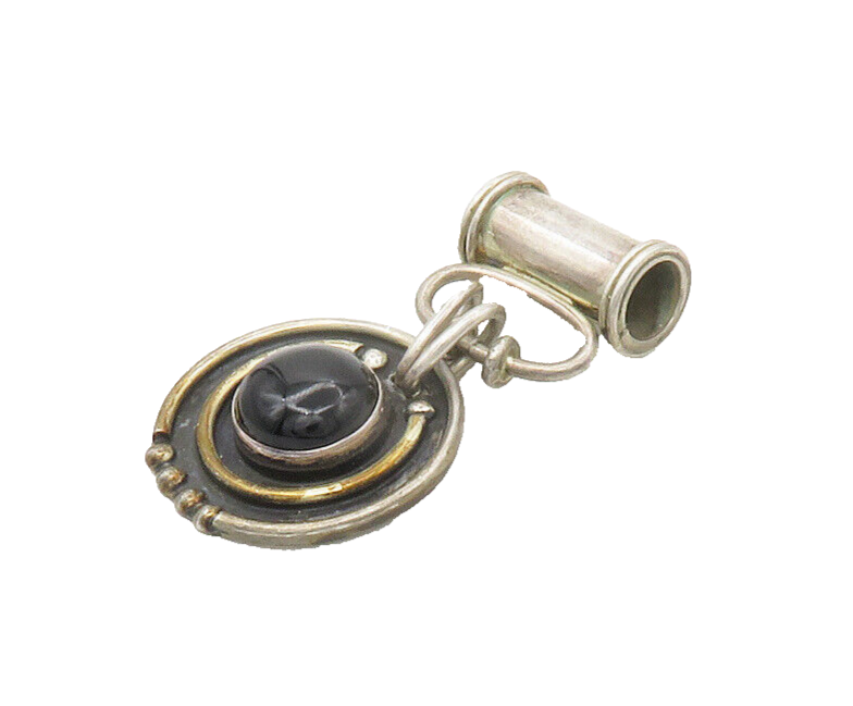 ESPERANZA 925 Sterling Silver  Vintage Black Onyx Modernist Pendant  PT13719