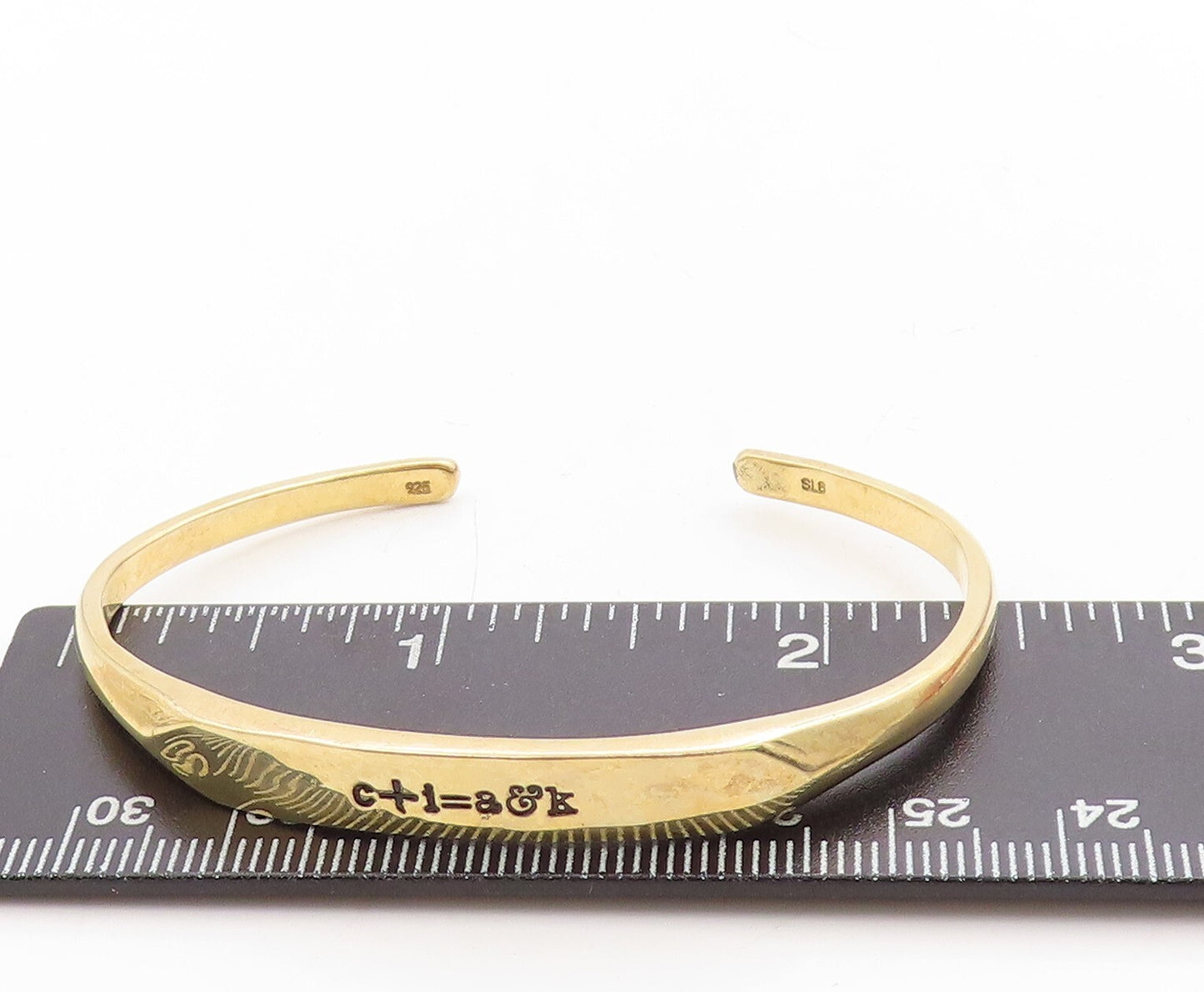 925 Sterling Silver Vintage Bracelet Gold Plated Designer Etched Cuff  BT10948