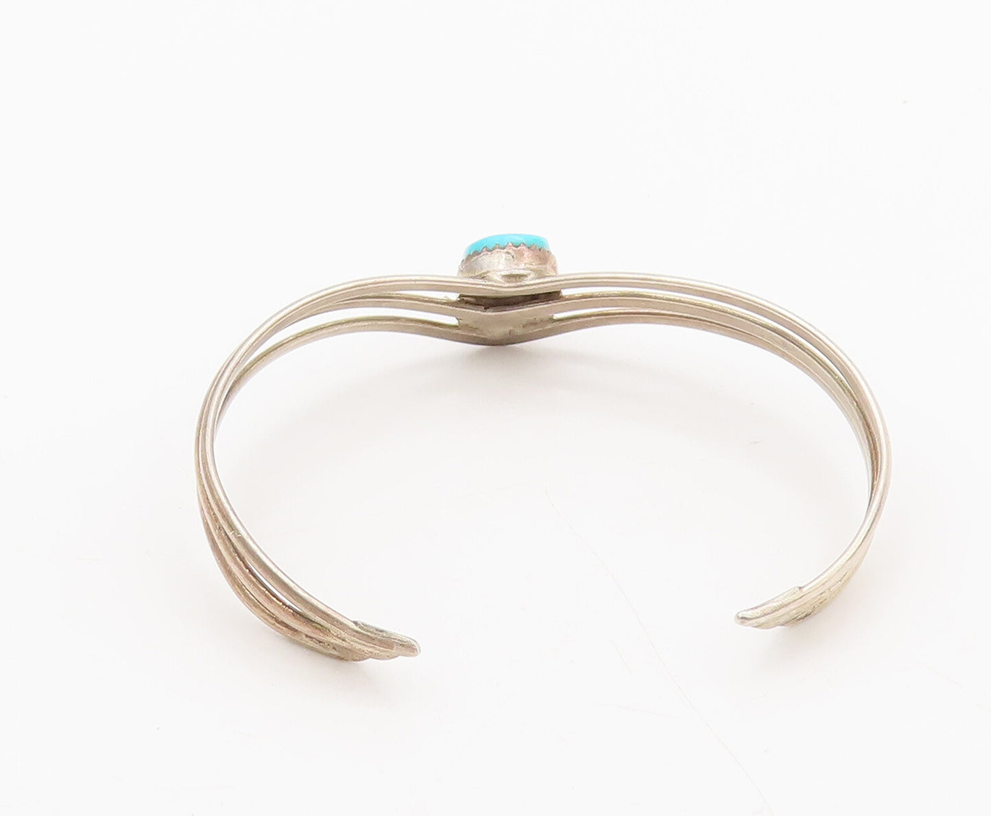 NAVAJO 925 Silver  Vintage Spit Band Solid Turquoise Cuff Bracelet  BT10087