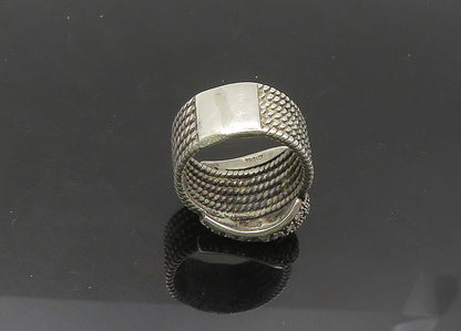 925 Sterling Silver  Vintage Genuine Diamonds Buckle Band Ring Sz 6  RG21797