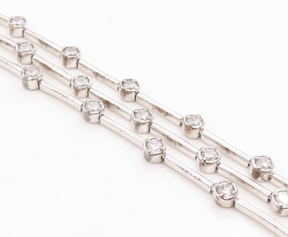 925 Sterling Silver Vintage Bracelet Bezel Set Topaz Multi Strand Link  BT12082