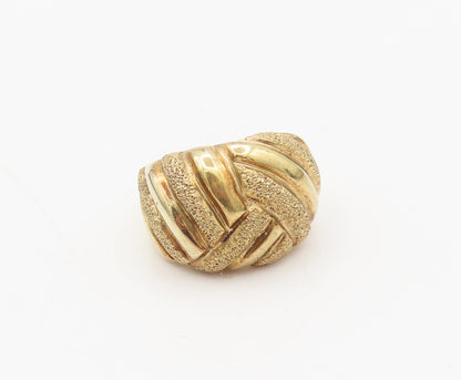 ITAOR 925 Sterling Silver  Vintage Gold Plated Woven Carved Ring Sz 5  RG27396