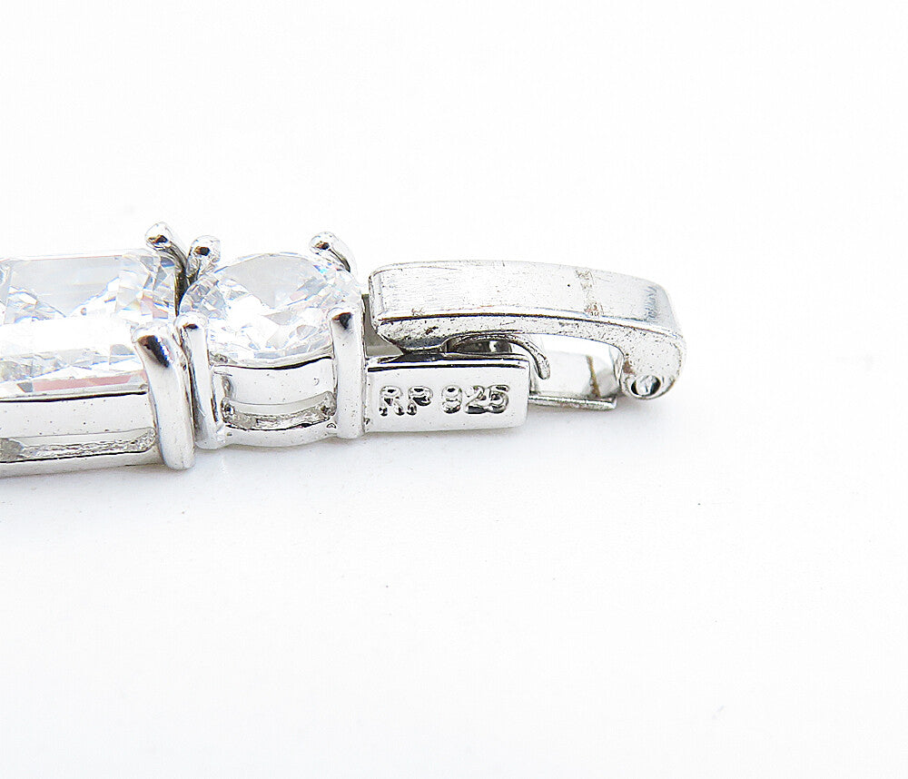925 Sterling Silver Sparkling Prong Set Cubic Zirconia Chain Bracelet BT3234