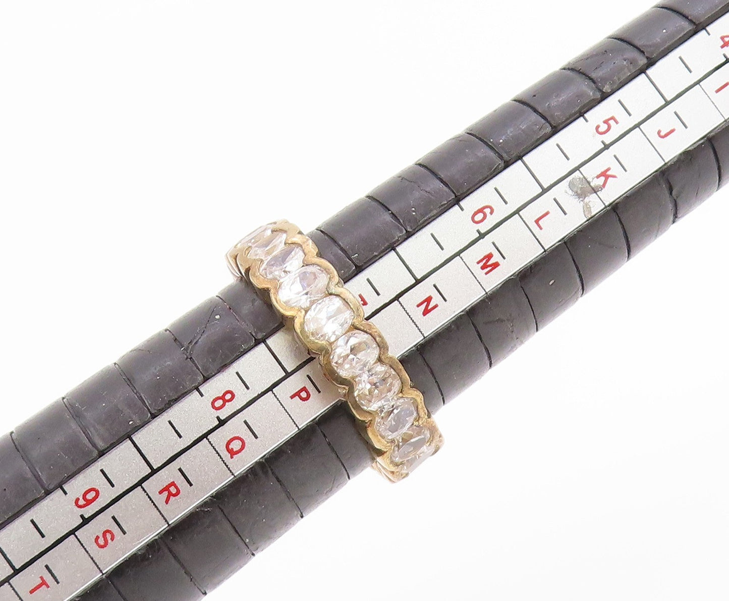 925 Sterling Silver Vintage Ring Gold Plated Topaz Eternity Band  Sz 7  RG35786