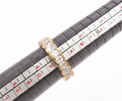 925 Sterling Silver Vintage Ring Gold Plated Topaz Eternity Band  Sz 7  RG35786