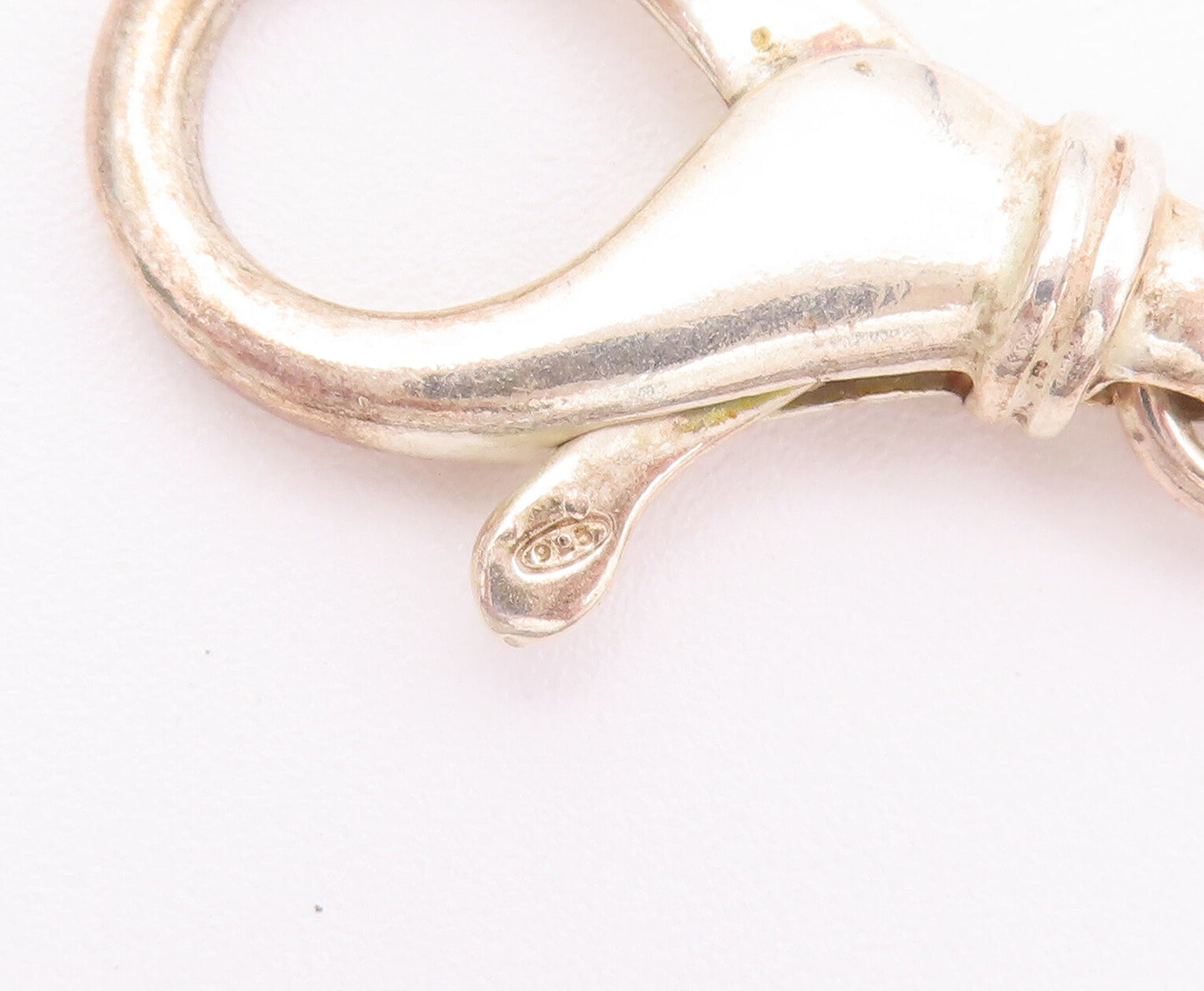 925 Sterling Silver Vintage Necklace Large Carved Solid Rings Link Chain  NE4255