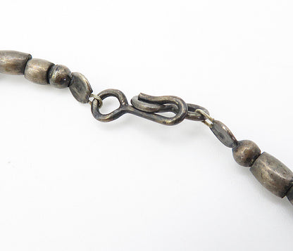 925 Sterling Silver Vintage Sodalite Bird Beaded Chain Necklace NE1421