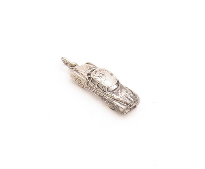 925 Sterling Silver Vintage Pendant Dark Tone 3D Carved Car Charm  PT23831