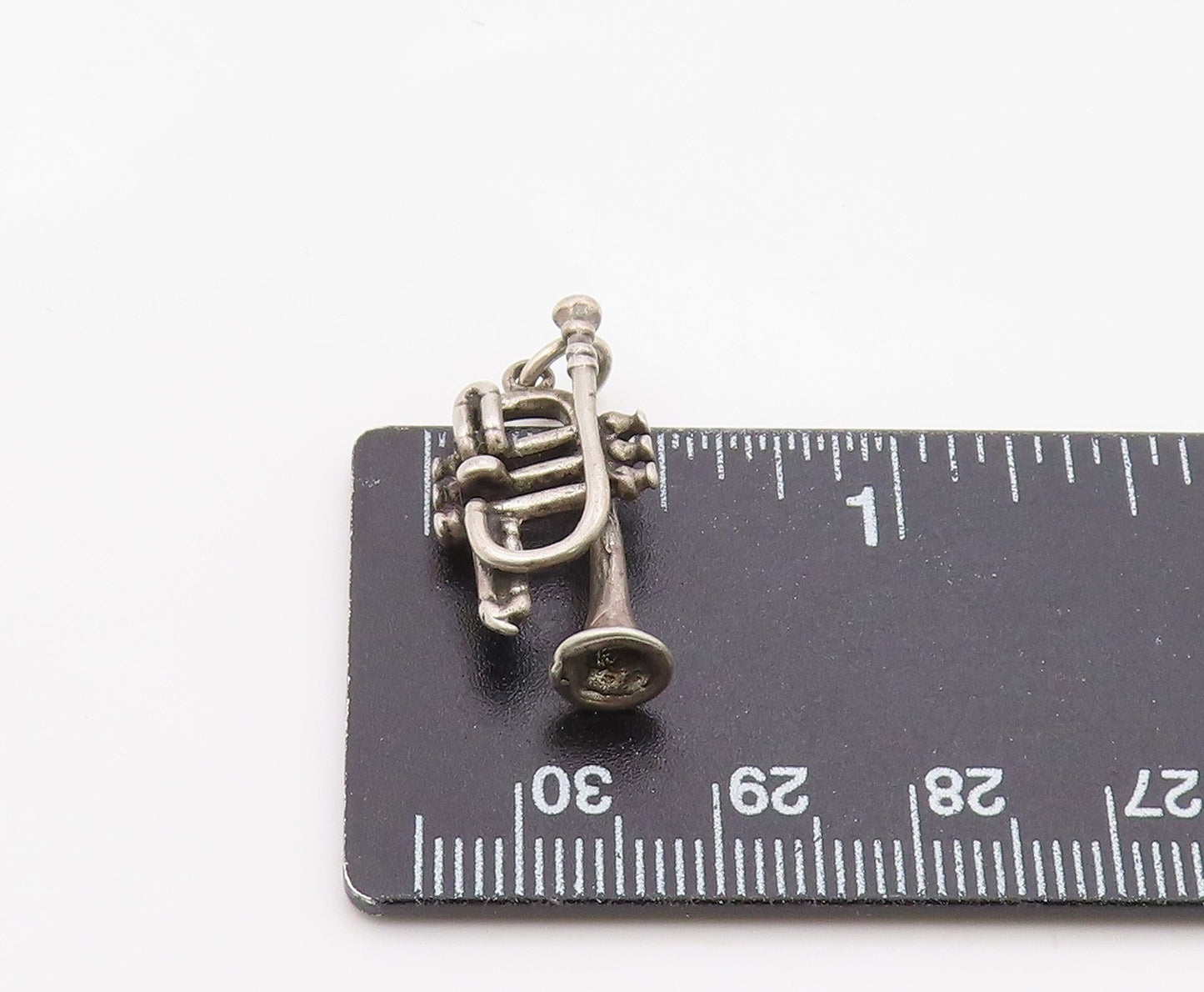 925 Sterling Silver Vintage Pendant 3D Trumpet Musical Instrument Charm  PT26309