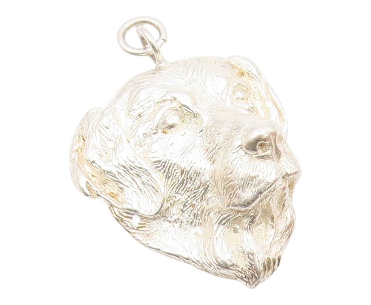 925 Sterling Silver  Vintage Shiny Dog's Face Animal Motif Pendant  PT19713