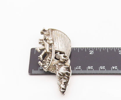 925 Sterling Silver Vintage Brooch Classic Noah's Ark Animal Figure Pin  BP12553