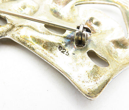 925 Sterling Silver  Vintage Dramatic Theatre Masks Motif Brooch Pin  BP1494