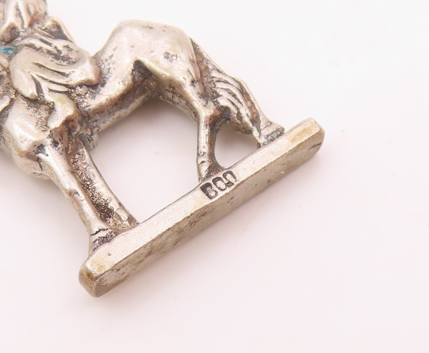 925 Sterling Silver  Vintage Shiny Woman On Horse Drop Pendant  PT17430