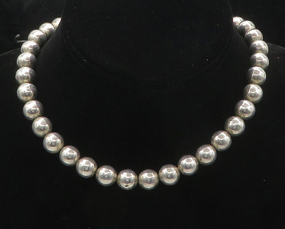 MEXICO 925 Silver  Vintage Heavy Minimalist Beaded Chain Necklace  NE2922