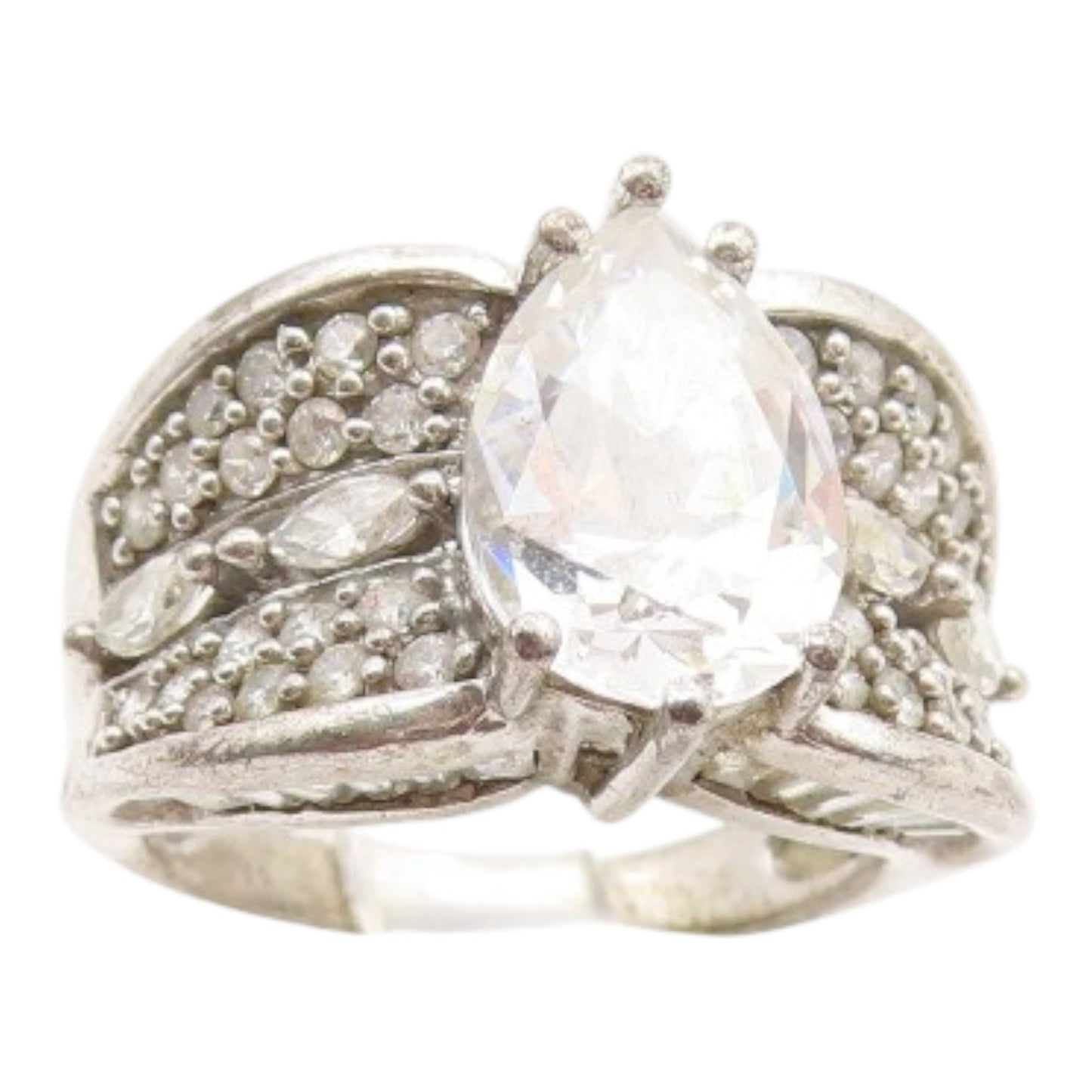 925 Sterling Silver Vintage Ring Multi Shape CZ Statement Band  Sz 7  RG35271