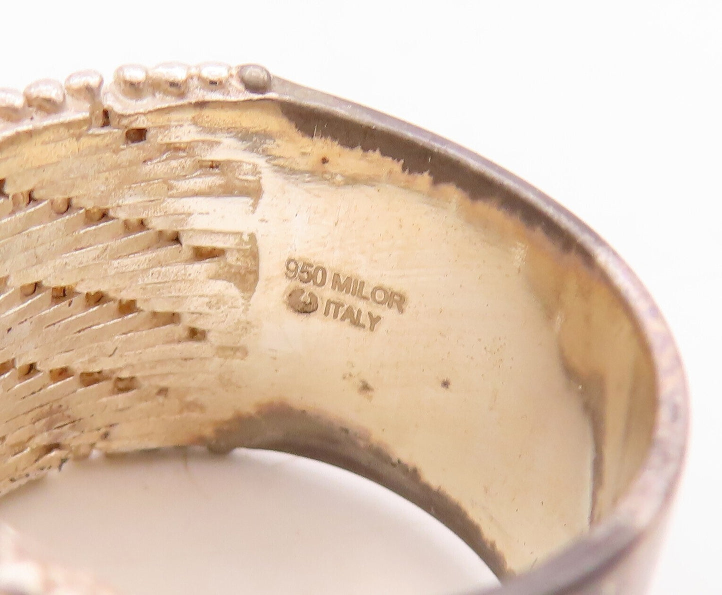 925 Sterling Silver Vintage Ring Brutalist Brick Wall Effect Carved Sz 9 RG31451